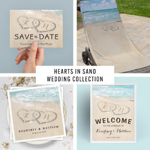 Tropical Vintage Beach Heart Wedding Photo Invitation
