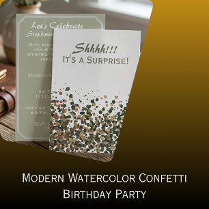 Sophisticated Sage Watercolor Surprise Celebration Invitation