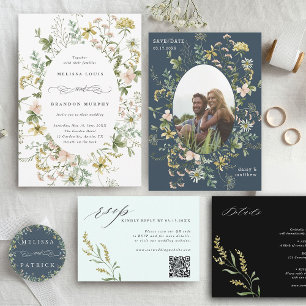 Black Wildflower Elegant Wedding Details  Enclosure Card