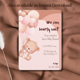 We can Bearly Wait Boho Baby Shower Invitation 