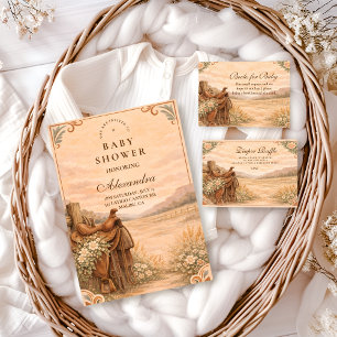 Western Saddle Wildflower Baby Shower Invitation