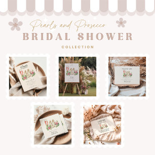 Blush Pearls and Prosecco Bridal Shower Invitation