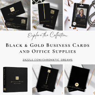 Elegant Minimalist Black Gold Photo Logo QR code ID Badge