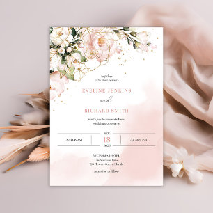 Watercolor Blush roses eucalyptus Alphabetical Poster
