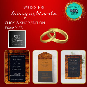 luxury wild snake skin animal wedding  RSVP card