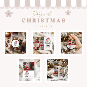 7 Photo Cute Santa Baby 1st Christmas Holiday Card
