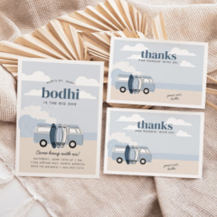 The BIG ONE Boys Beach Surf Birthday Thank You Card