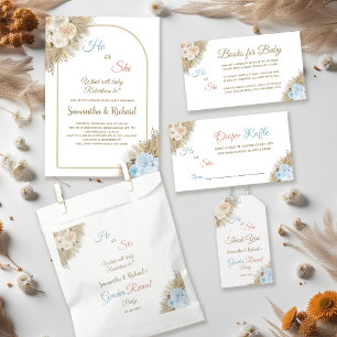 Pampas Grass Boho Gender Reveal Books For Baby  Enclosure Card