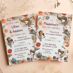 Forest Fairy First Birthday Magical Party Invitation