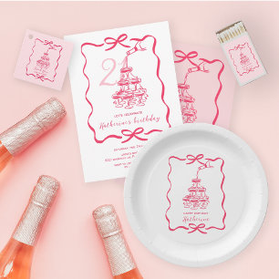 Champagne Tower Pink Hand Drawn Scribble Birthday  T-Shirt