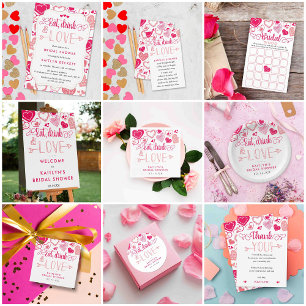 "Eat, Drink & Love" Valentine's Day Bridal Shower Invitation