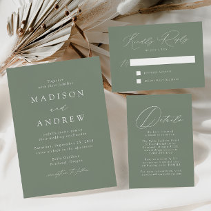 Modern Elegant Sage Green We Do Wedding Invitation