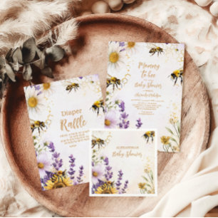 Vintage Mummy to Bee Wildflowers Baby Shower Invitation