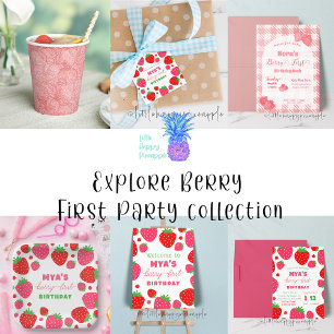 Strawberry First Birthday Favour Stickers