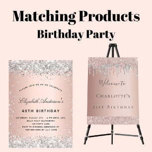 Birthday silver rose gold budget invitation flyer