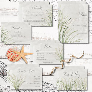 Boho Pampas Grass Minimal Modern Wedding Invitation