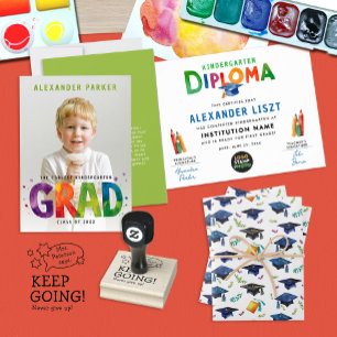 Cute Fun Colourful Kids Graduation Diploma Logo Poster