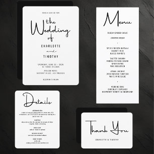 Modern Minimal Bold Calligraphy Wedding Dinner Menu