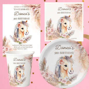 Horses pony themed birthday party favours thank yo classic round sticker
