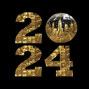 2024 New Years Eve Party-Ball-NYC Gold- Sparkling Wine Label