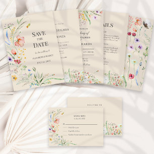 Taupe Wildflower Meadow Wedding RSVP Card