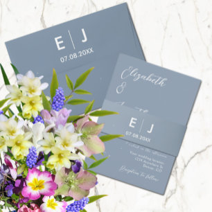 Dusty Blue & White Monogram Wedding Envelope