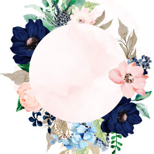 Elegant Navy Blush Pink Chic Floral Wedding Invitation