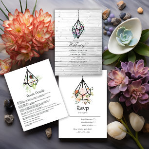  Rustic Pastel Floral Terrarium Garden Wedding Enclosure Card