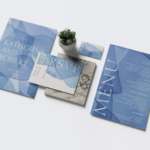 Modern Elegant Watercolor Shapes Wedding Invitation