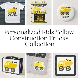 Turning One Birthday Yellow Truck Construction Invitation