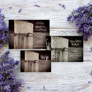 Barbed Wire Fence Country Ranch Wedding RSVP