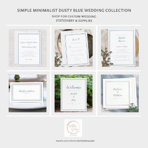 Modern Wedding Names & Date Monogram Dusty Blue Napkin