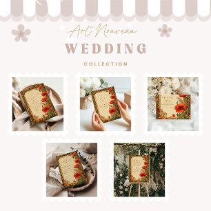 Art Nouveau Poppy Wedding Save The Date