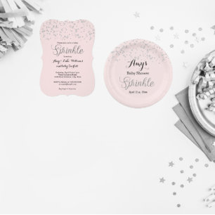 Pink Silver Baby Sprinkle Girl Shower Invite