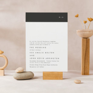 Simple Modern Black Stripe Monogram Wedding Invitation