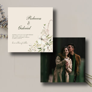 BUDGET Elegant Watercolor Floral Photo RSVP Enclosure Card