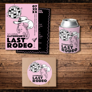 Last Rodeo Cowgirl Disco Hand Drawn Bachelorette Invitation