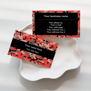 Red and Brown Camouflage, Military, Army Business Card