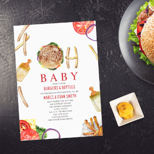 Hamburger and Fries Co Ed Baby Shower Invitation