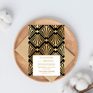 Glam Art Deco Black Gatsby 1920s Style Wedding All In One Invitation