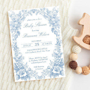 Elegant dusty blue baby shower diaper raffle  enclosure card