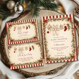 Classic Santa Christmas Baby Shower Invitation