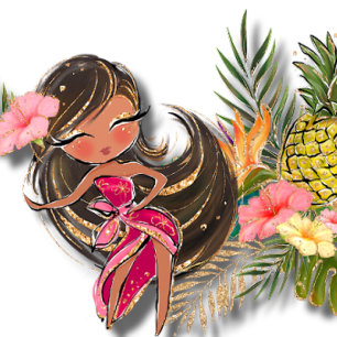 Aloha Glitter Couples Shower Invitation