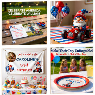 4th Of July Gnome Kid's Birthday  Banner
