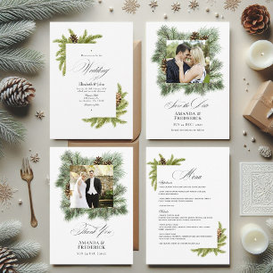 Evergreen Pines Winter Wonderland Wedding QR Code Invitation