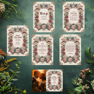 Royal Victorian Whimsical Floral Wedding  Save The Date