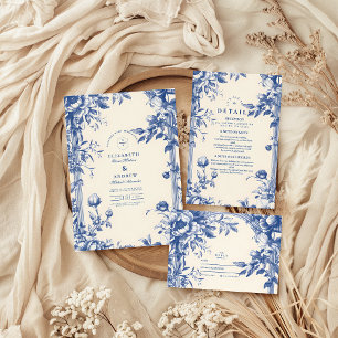 Victorian French Blue Floral Wedding Save The Date