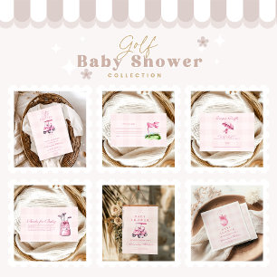 Pink Girl Golf Baby Shower Diapper Raffle Enclosure Card