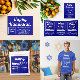 Business Hanukkah Small Blue Flat Holiday Card