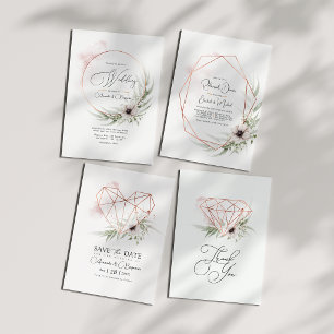 Rustic Elegance Greenery & Copper Wedding QR Code Invitation